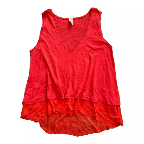 We the Free Orange Raw Hem Plunge Tank Top S - Picture 2 of 6